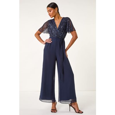 Embellished Beaded V-Neck Jumpsuit Embellished Beaded V-Neck Jumpsuit