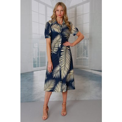 Leaf Print Shirt Midi Dress Leaf Print Shirt Midi Dress