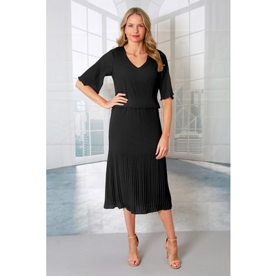 Pleated V-Neck Angel Sleeve Dress Pleated V-Neck Angel Sleeve Dress
