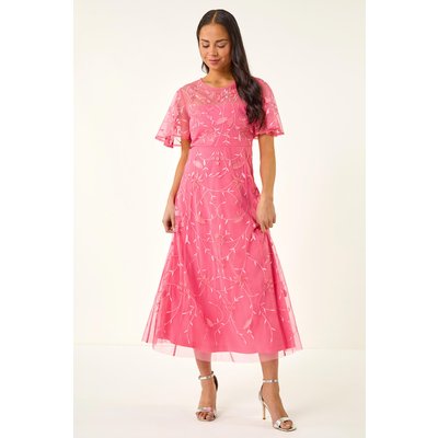 Embroidered Mesh Midi Dress Embroidered Mesh Midi Dress