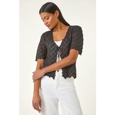 Textured Tie Front Shrug Textured Tie Front Shrug