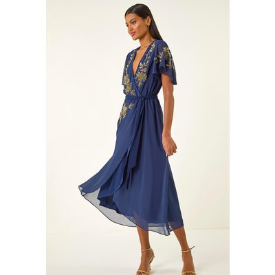 Premium Embellished Wrap Midi Dress Premium Embellished Wrap Midi Dress