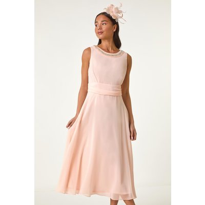 Trim Detail Ruched Midi Dress Trim Detail Ruched Midi Dress