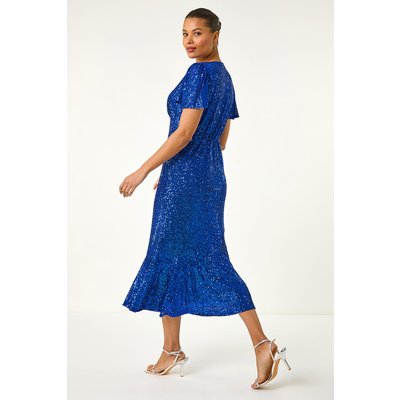 Sequin V-Neck Stretch Midi Dress Sequin V-Neck Stretch Midi Dress