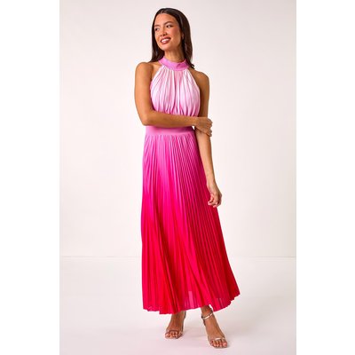 Ombre Halter Neck Pleated Maxi Dress Ombre Halter Neck Pleated Maxi Dress