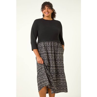 Contrast Print Skirt Midi Dress Contrast Print Skirt Midi Dress