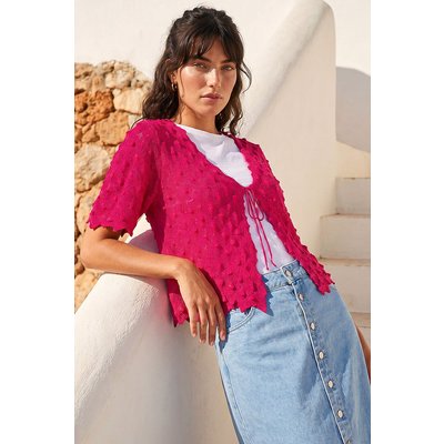 Textured Tie Front Shrug Textured Tie Front Shrug