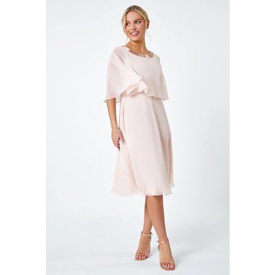 Sequin Trim Chiffon Cape Dress Sequin Trim Chiffon Cape Dress