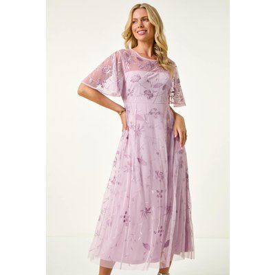 Embroidered Mesh Midi Dress Embroidered Mesh Midi Dress