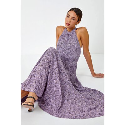 Animal Print Halter Neck Chiffon Maxi Dress Animal Print Halter Neck Chiffon Maxi Dress