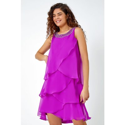 Bead Embellished Tiered Chiffon Dress Bead Embellished Tiered Chiffon Dress