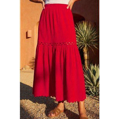 Scallop Trim Midi Skirt Scallop Trim Midi Skirt