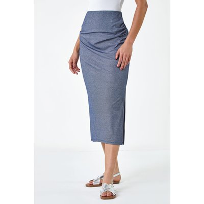 Metallic Shimmer Ruched Midi Skirt Metallic Shimmer Ruched Midi Skirt