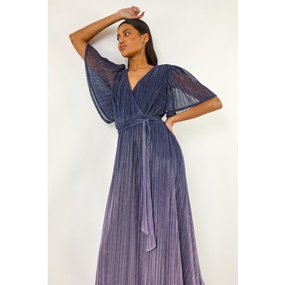 Ombre Shimmer Plisse Midi Dress Ombre Shimmer Plisse Midi Dress