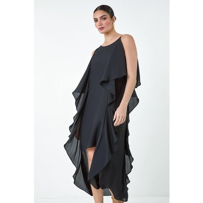 Dipped Hem Ruffle Detail Midi Dress Dipped Hem Ruffle Detail Midi Dress