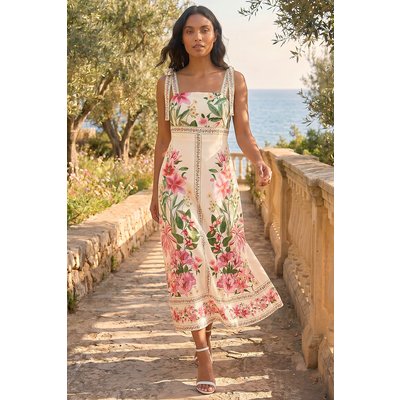 Tropical Print Sequin Midi Dress Tropical Print Sequin Midi Dress