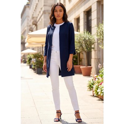 3/4 Sleeve Textured Longline Jacket 3/4 Sleeve Textured Longline Jacket