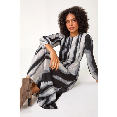 Shadow Stripe Print Midi Dress Shadow Stripe Print Midi Dress