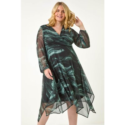 Abstract Print Wrap Stretch Midi Dress Abstract Print Wrap Stretch Midi Dress