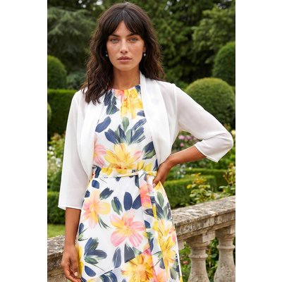 3/4 Sleeve Ruched Hem Chiffon Bolero 3/4 Sleeve Ruched Hem Chiffon Bolero