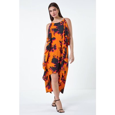 Floral Chiffon Ruffle Detail Midi Dress Floral Chiffon Ruffle Detail Midi Dress
