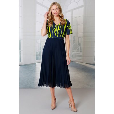 Abstract Print Pleated Midi Dress Abstract Print Pleated Midi Dress