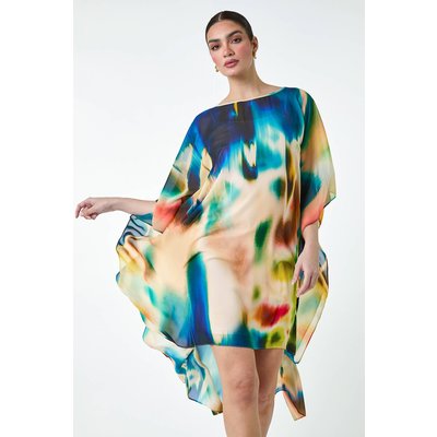 Abstract Print Chiffon Draped Tunic Dress Abstract Print Chiffon Draped Tunic Dress