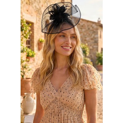 Floral Feather Veil Disc Fascinator Floral Feather Veil Disc Fascinator