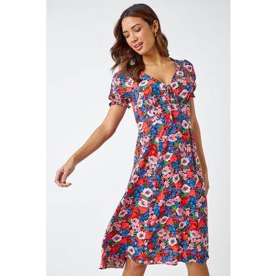 Frill Sleeve Floral Tea Dress Frill Sleeve Floral Tea Dress