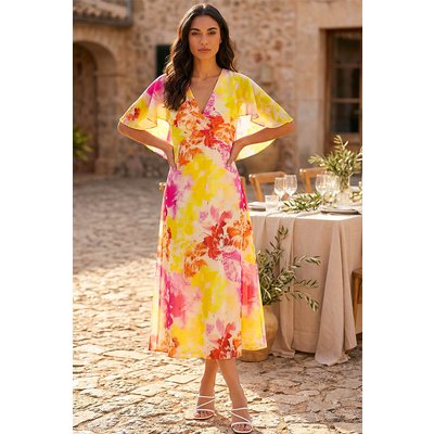 Abstract Printed Cape Dress Abstract Printed Cape Dress