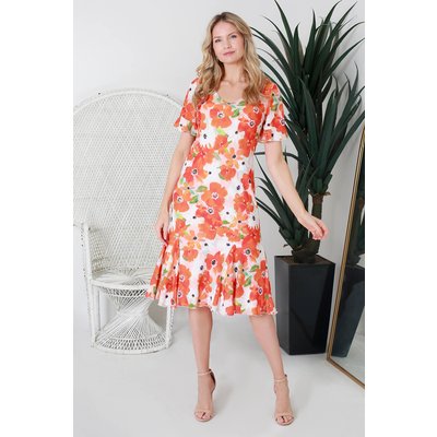 Floral Print Godet Dress Floral Print Godet Dress