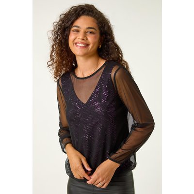 Mesh Overlay Sparkle Top Mesh Overlay Sparkle Top
