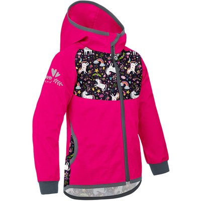 Ungefütterte Softshell-Jacke für Kinder Basic, Fuchsia, Einhörner