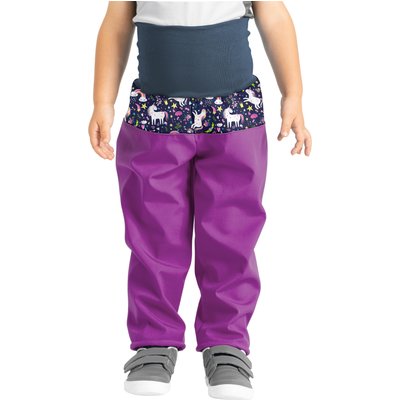 Softshell-Hose mit Fleece für Kleinkinder Basic, Brombeere, Einhörner