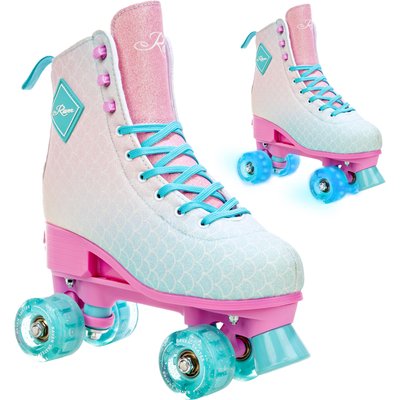Klassische Retro-Rollschuhe Verstellbare Mides Pink/Mint Leuchtende LED-Räder