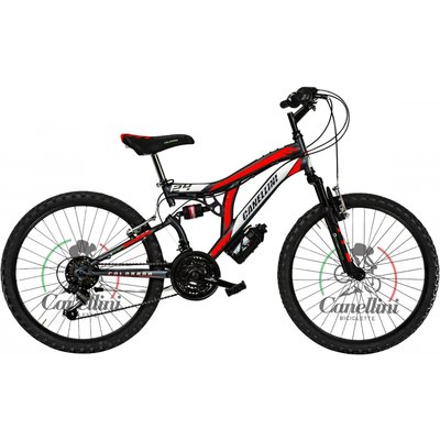 Kinderfahrrad MTB Canellini COLORADO 24" Full Suspension - Schwarz/Rot