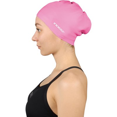 Badekappe Schwimmen für lange Haare aus Silikon INDIGO