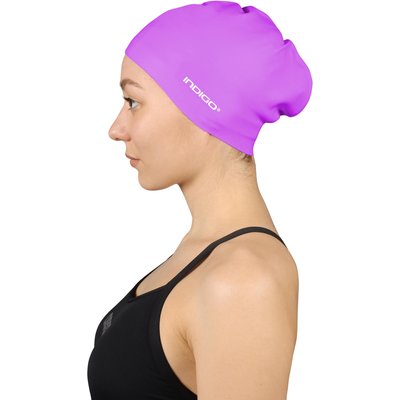 Badekappe Schwimmen für lange Haare INDIGO