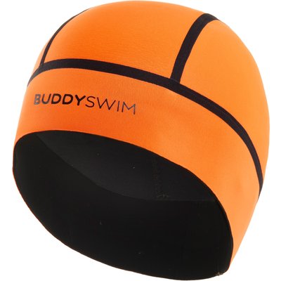 Neoprenmütze ohne Klettverschluss Freiwasser-Schwimmkappe, orange.