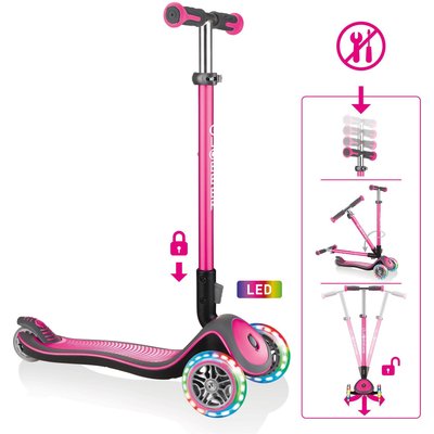 GLOBBER ELITE DELUXE LIGHTS pink, mit Leuchtrollen