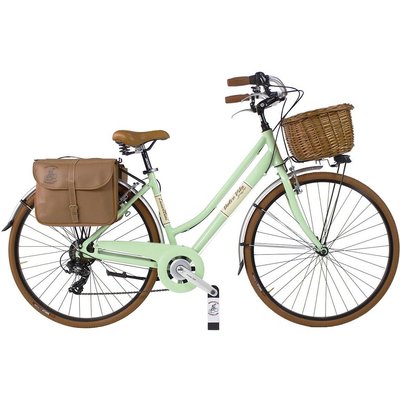 Stadtfahrrad Dolce Vita by Canellini damen mit korb und taschen - Hellgrün