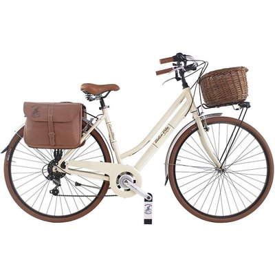 Stadtfahrrad Dolce Vita by Canellini Damen mit Korb und Taschen - Creme