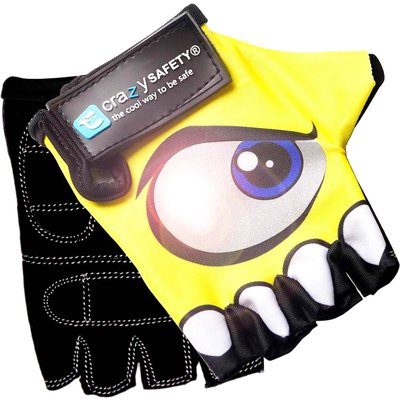 Gelbe Fahrradhandschuhe | Crazy Safety | Reflektierende Augen | Größe S