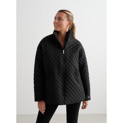 Damen Jacke Gesteppt Wasserabweisend Weit Schwarz