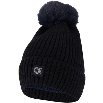 Thermomütze mit Bommel Damen Marineblau Einheitsgröße