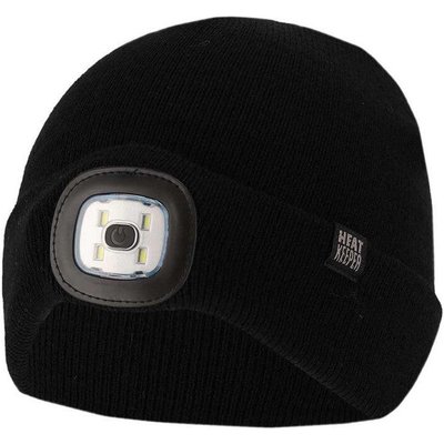 Thermomütze mit LED-Licht Kinder Schwarz 5–8 Jahre