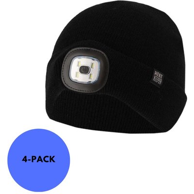 Thermomütze + LED-Licht Kinder - Schwarz - 4-Stuks
