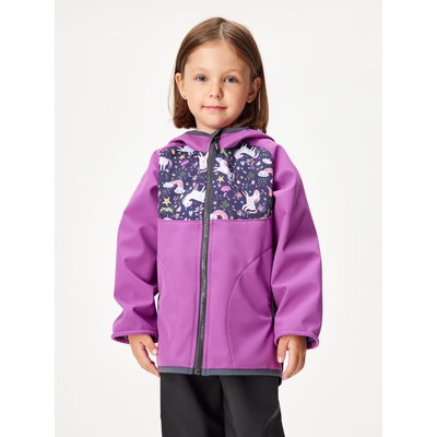Softshell-Jacke mit Fleece für Kinder Basic, Brombeere, Einhörner
