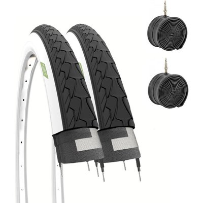 2 Reifen 700x35C (37-622) 28 5/8 3/8+Schläuche, 700x35C schwarz/weiß Straße EV