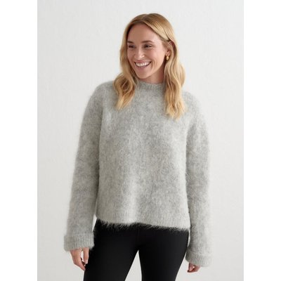 Damen Pullover Alpaka-Wollstrick Grau Melange